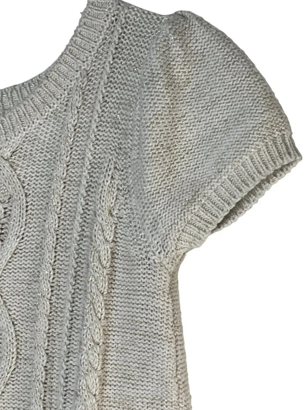 Gymboree Girls 2T Cable Knit Sweater Dress Beige Gold Short Sleeve